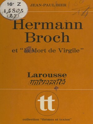 cover image of Hermann Broch et "La mort de Virgile"